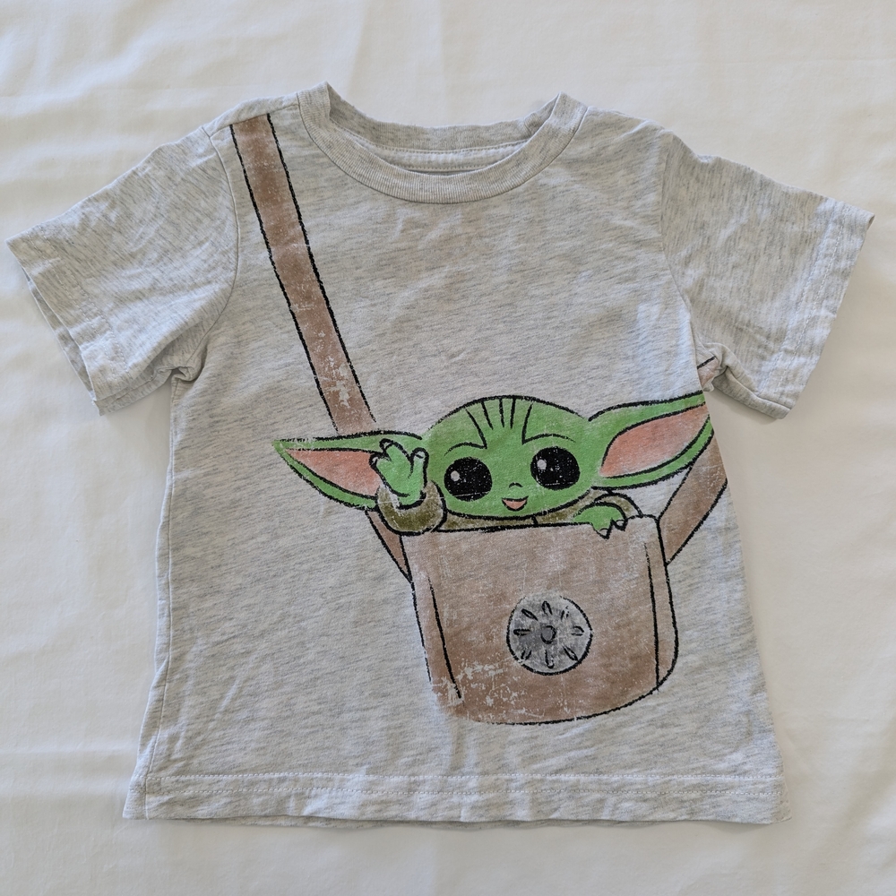 Star Wars Kids Short Sleeve Tee - Gray with Green Character 💥